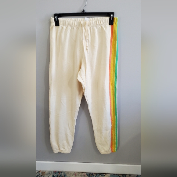 by together cream rainbow sweatpants. matcthing top avail. med EUC - Picture 1 of 4